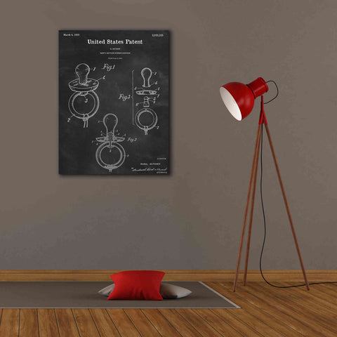 Image of 'Baby Pacifier Blueprint Patent Chalkboard,' Canvas Wall Art,26 x 34
