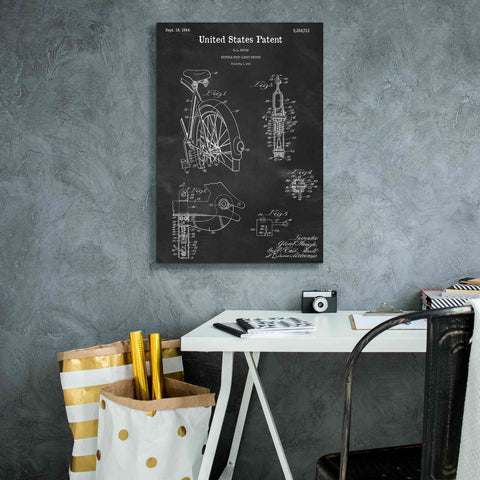 Image of 'Bicycle Stop-light Switch Blueprint Patent Chalkboard,' Canvas Wall Art,18 x 26