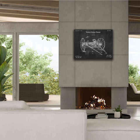 Image of 'Horse Drawn Hay Rake Blueprint Patent Chalkboard,' Canvas Wall Art,34 x 26