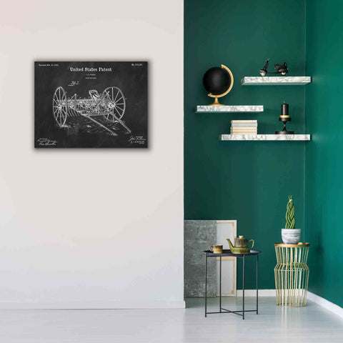 Image of 'Horse Drawn Hay Rake Blueprint Patent Chalkboard,' Canvas Wall Art,34 x 26