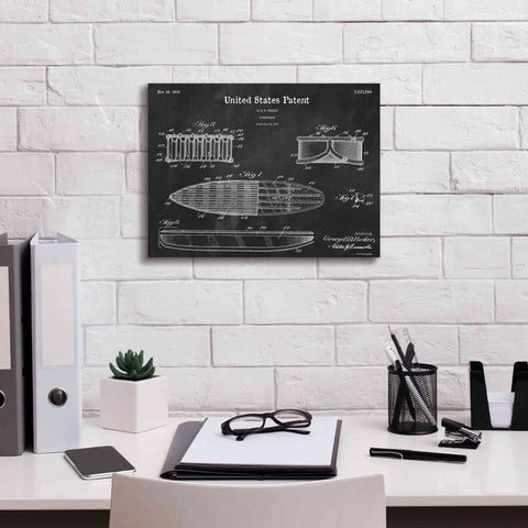 Image of 'Surfboard Blueprint Patent Chalkboard,' Canvas Wall Art,16 x 12