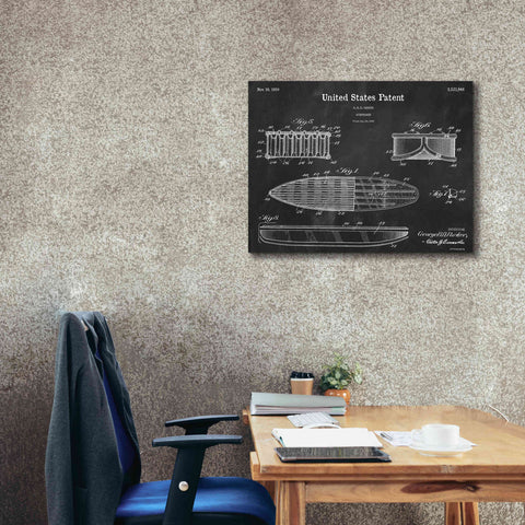 Image of 'Surfboard Blueprint Patent Chalkboard,' Canvas Wall Art,34 x 26