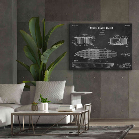 Image of 'Surfboard Blueprint Patent Chalkboard,' Canvas Wall Art,54 x 40