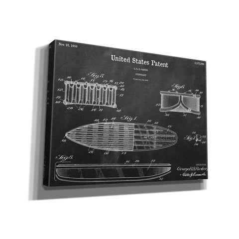 Image of 'Surfboard Blueprint Patent Chalkboard,' Canvas Wall Art,16x12x1.1x0,26x18x1.1x0,34x26x1.74x0,54x40x1.74x0
