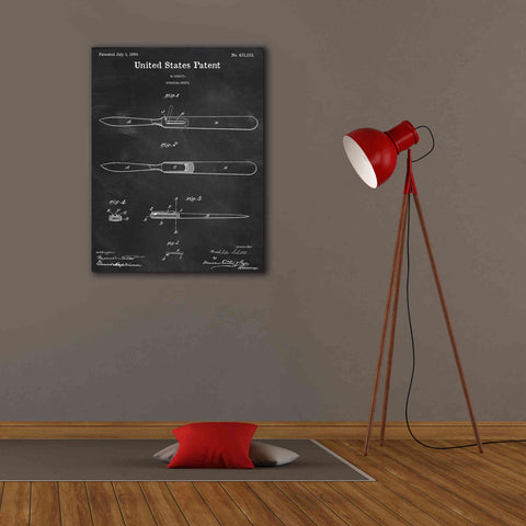 Image of 'Surgical Knife Blueprint Patent Chalkboard,' Canvas Wall Art,26 x 34