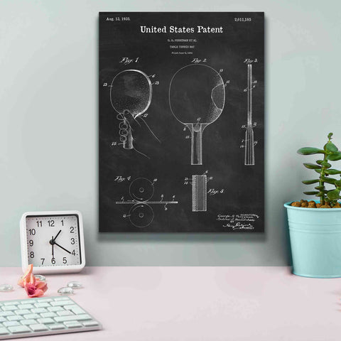 Image of 'Table Tennis Paddle Blueprint Patent Chalkboard,' Canvas Wall Art,12 x 16