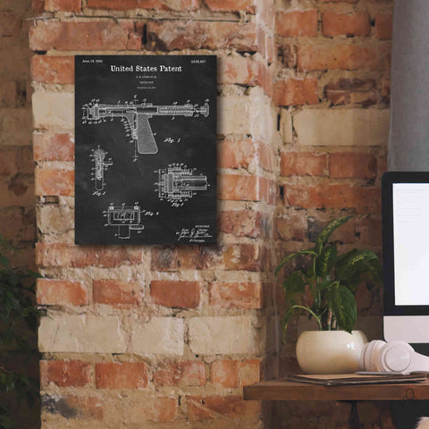 Image of 'Tattoo Gun Blueprint Patent Chalkboard,' Canvas Wall Art,12 x 16