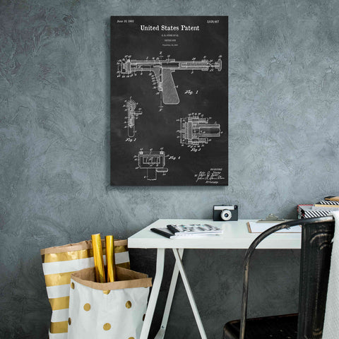 Image of 'Tattoo Gun Blueprint Patent Chalkboard,' Canvas Wall Art,18 x 26