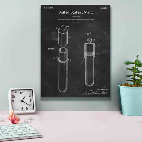 Image of 'Test Tube Blueprint Patent Chalkboard,' Canvas Wall Art,12 x 16