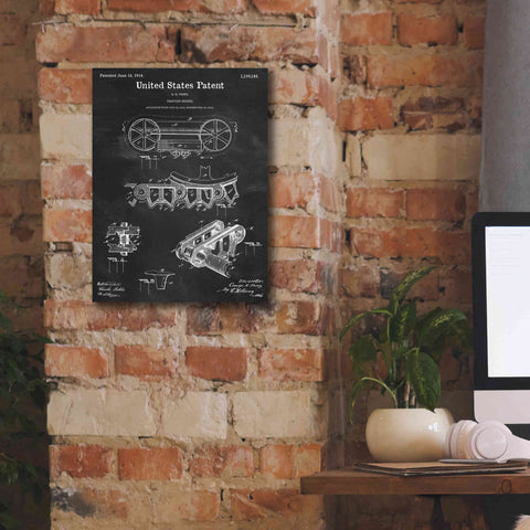 Image of 'Traction Engine Blueprint Patent Chalkboard,' Canvas Wall Art,12 x 16