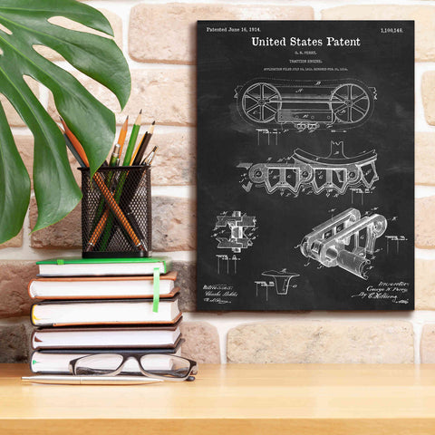 Image of 'Traction Engine Blueprint Patent Chalkboard,' Canvas Wall Art,12 x 16