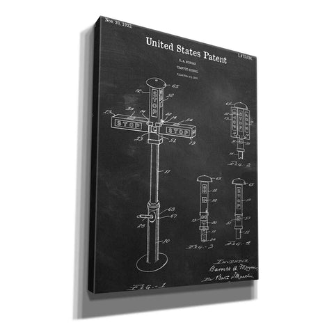 Image of 'Vintage Traffic Signal Blueprint Patent Chalkboard,' Canvas Wall Art,12x16x1.1x0,18x26x1.1x0,26x34x1.74x0,40x54x1.74x0