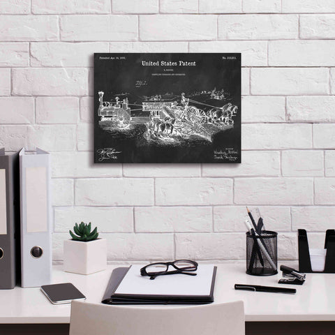 Image of 'Traveling Thrasher Blueprint Patent Chalkboard,' Canvas Wall Art,16 x 12