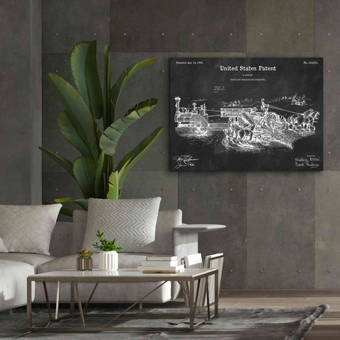 Image of 'Traveling Thrasher Blueprint Patent Chalkboard,' Canvas Wall Art,54 x 40