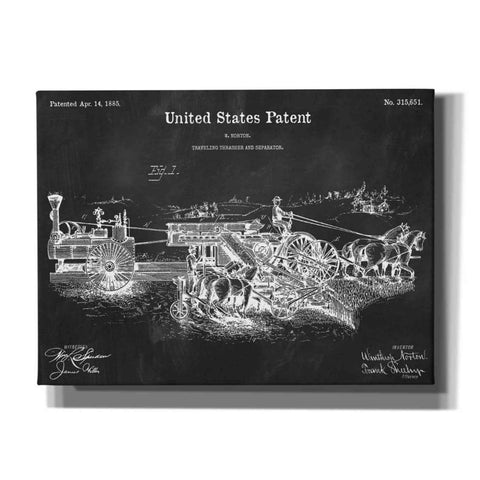Image of 'Traveling Thrasher Blueprint Patent Chalkboard,' Canvas Wall Art,16x12x1.1x0,26x18x1.1x0,34x26x1.74x0,54x40x1.74x0