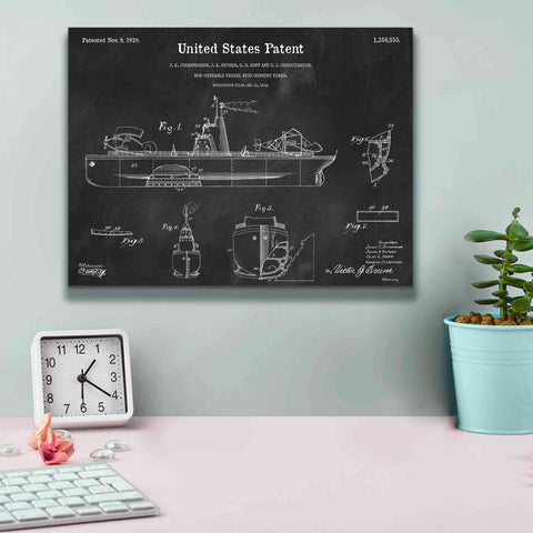 Image of 'Non-Sinkable Vessel Blueprint Patent Chalkboard,' Canvas Wall Art,16 x 12