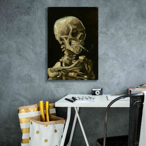 Image of 'Head of a Skeleton with a Burning Cigarette' by Vincent van Gogh, Canvas Wall Art,18 x 26