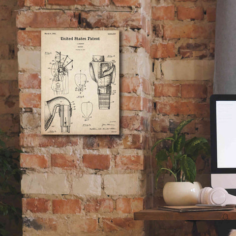 Image of 'Bagpipe Blueprint Patent Parchment,' Canvas Wall Art,12 x 16