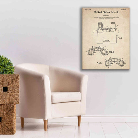 Image of 'Binoculars Blueprint Patent Parchment,' Canvas Wall Art,26 x 34