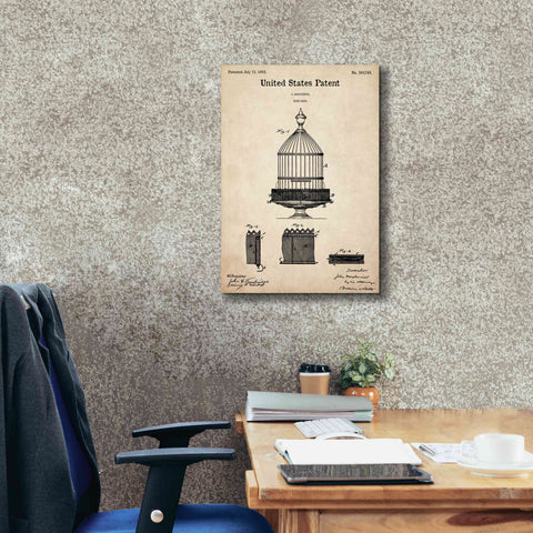 Image of 'Bird Cage Blueprint Patent Parchment,' Canvas Wall Art,18 x 26
