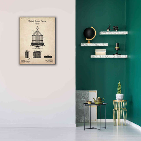 Image of 'Bird Cage Blueprint Patent Parchment,' Canvas Wall Art,26 x 34