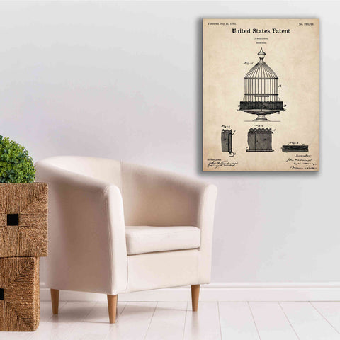 Image of 'Bird Cage Blueprint Patent Parchment,' Canvas Wall Art,26 x 34