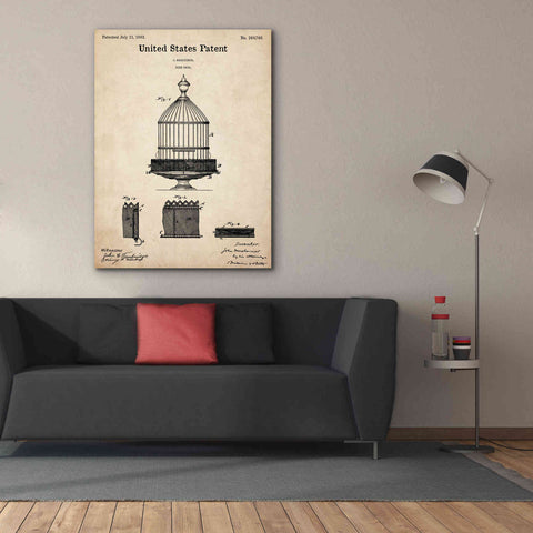 Image of 'Bird Cage Blueprint Patent Parchment,' Canvas Wall Art,40 x 54
