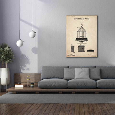 Image of 'Bird Cage Blueprint Patent Parchment,' Canvas Wall Art,40 x 54