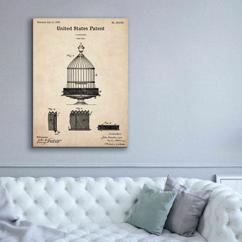 Image of 'Bird Cage Blueprint Patent Parchment,' Canvas Wall Art,40 x 54