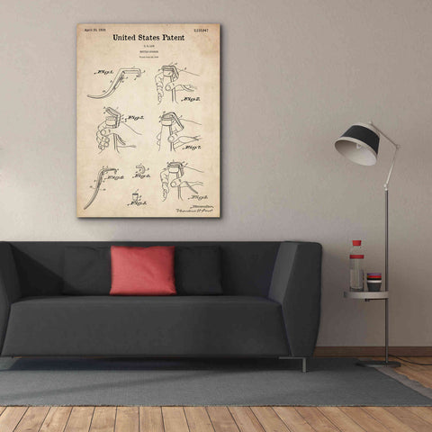 Image of 'Bottle Opener Blueprint Patent Parchment,' Canvas Wall Art,40 x 54