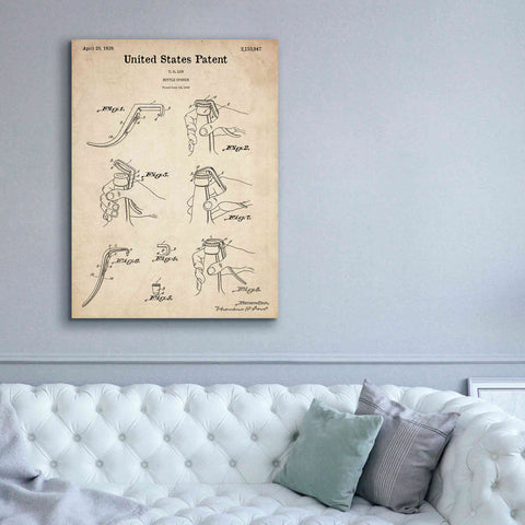 Image of 'Bottle Opener Blueprint Patent Parchment,' Canvas Wall Art,40 x 54