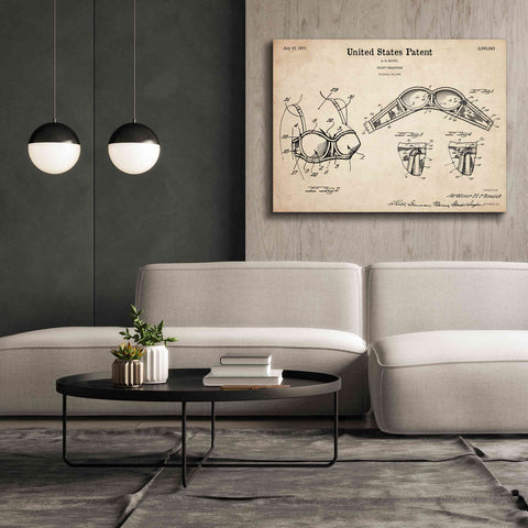 Image of 'Push-up Bra Blueprint Patent Parchment,' Canvas Wall Art,54 x 40