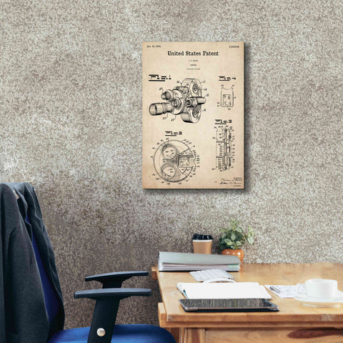 Image of 'Film Camera Blueprint Patent Parchment,' Canvas Wall Art,18 x 26
