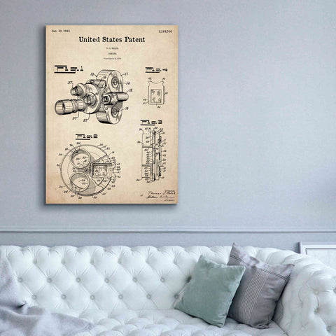 Image of 'Film Camera Blueprint Patent Parchment,' Canvas Wall Art,40 x 54