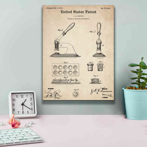 Image of 'Capsuling Medicine Blueprint Patent Parchment,' Canvas Wall Art,12 x 16