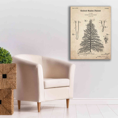 Image of 'Artificial Christmas Tree Blueprint Patent Parchment,' Canvas Wall Art,26 x 34