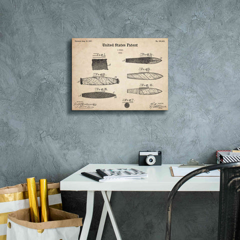Image of 'Cigar Blueprint Patent Parchment,' Canvas Wall Art,16 x 12