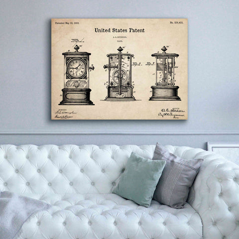 Image of 'Clock Blueprint Patent Parchment,' Canvas Wall Art,54 x 40