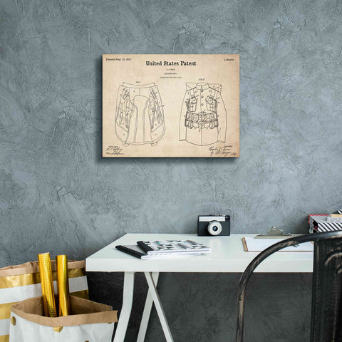 Image of 'Military Coat Blueprint Patent Parchment,' Canvas Wall Art,16 x 12