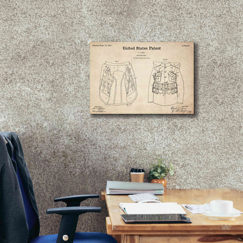 Image of 'Military Coat Blueprint Patent Parchment,' Canvas Wall Art,26 x 18