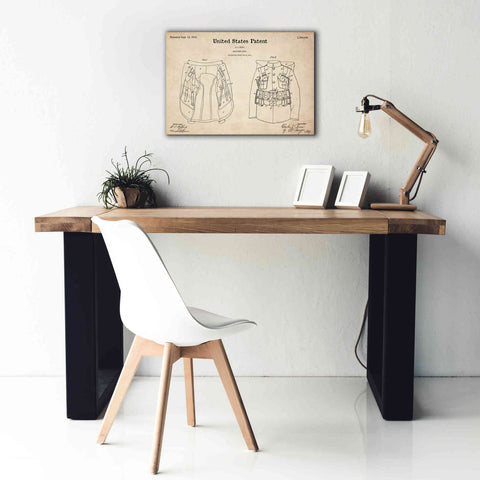 Image of 'Military Coat Blueprint Patent Parchment,' Canvas Wall Art,26 x 18