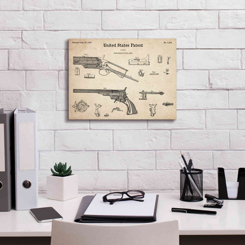 Image of 'Colt Revolver Blueprint Patent Parchment,' Canvas Wall Art,16 x 12