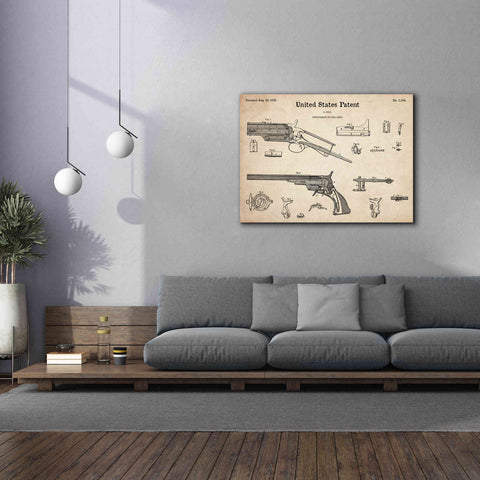 Image of 'Colt Revolver Blueprint Patent Parchment,' Canvas Wall Art,54 x 40