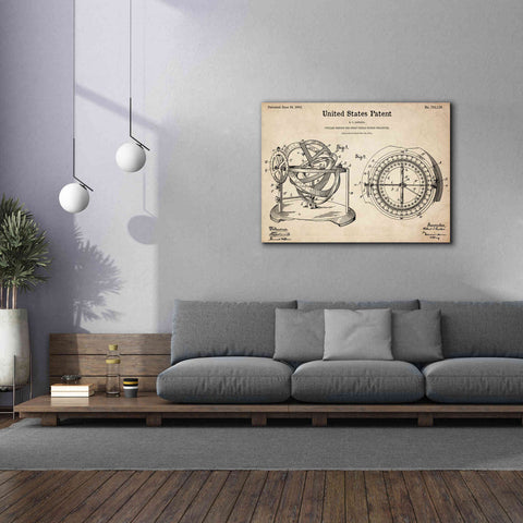 Image of 'Stellar Compass Blueprint Patent Parchment,' Canvas Wall Art,54 x 40