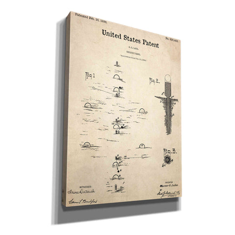 Image of 'Croquet Blueprint Patent Parchment,' Canvas Wall Art,12x16x1.1x0,18x26x1.1x0,26x34x1.74x0,40x54x1.74x0