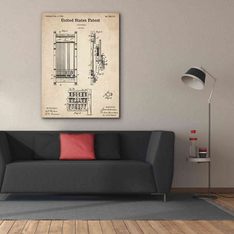 Image of 'Cue Rack Blueprint Patent Parchment,' Canvas Wall Art,40 x 54