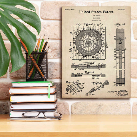 Image of 'Darts Game Blueprint Patent Parchment,' Canvas Wall Art,12 x 16