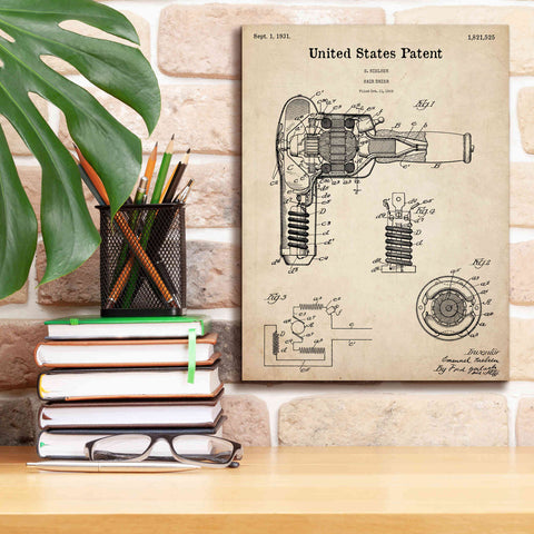 Image of 'Hair Dryer Blueprint Patent Parchment,' Canvas Wall Art,12 x 16