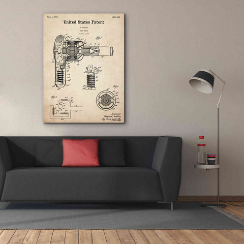 Image of 'Hair Dryer Blueprint Patent Parchment,' Canvas Wall Art,40 x 54