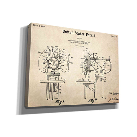 Image of 'Drill Press Blueprint Patent Parchment,' Canvas Wall Art,16x12x1.1x0,26x18x1.1x0,34x26x1.74x0,54x40x1.74x0